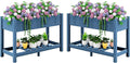 SERWALL Raised Garden Bed with Legs Set of 2 43×17×30 Large HDPE Elevated Planter Box for Vegetables Flower Herb Patio All Weather Use- Blue