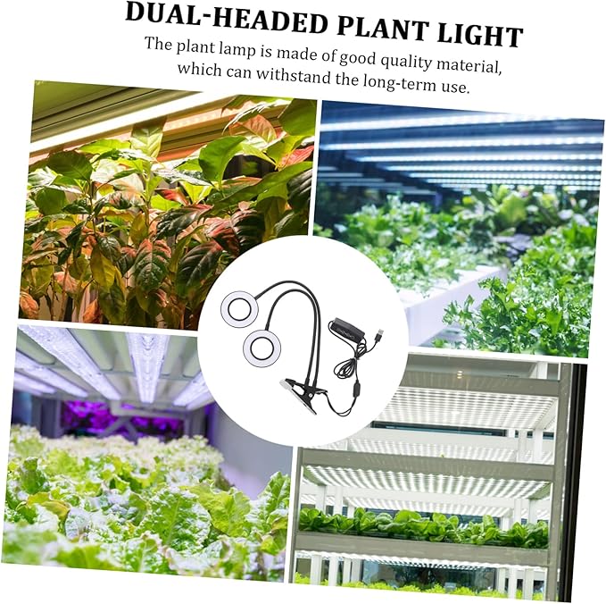 5v Dual-Head Led Plant Light with Timer Dimmable Levels USB-Powered Growth Lamp for Indoor Plants for Vegetables and Flowers