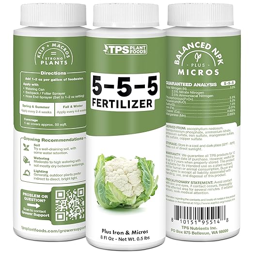 5-5-5 Fertilizer for Plants Great for Vegetables Flowers and Shrubs Liquid Plant Fertilizer by TPS Plant Foods 32oz (1 Quart)
