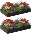 WORKPRO 2PK 7.5x4x1ft Outdoor Galvanized Raised Garden Bed Rust-Resistant Planter Raised Beds for Vegetable Flowers Herbs Black