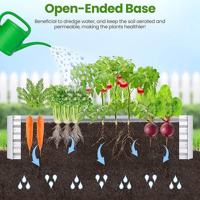 SEJOV 6x3x1ft Galvanized Raised Garden Bed with Cover &amp 2 Large Windows Mini Greenhouses for Outdoors Metal Planter Box Kit for Vegetables Flowers Herbs 1 Pair of Gloves Included Clear