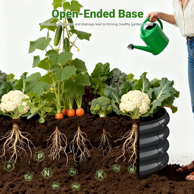 4X2X1 FT Oval Raised Garden Bed Metal Planter Box for Outdoor Gardening Easy Assembly Raised Bed for Vegetables Fruits Flowers(Dark Gray 1PC)