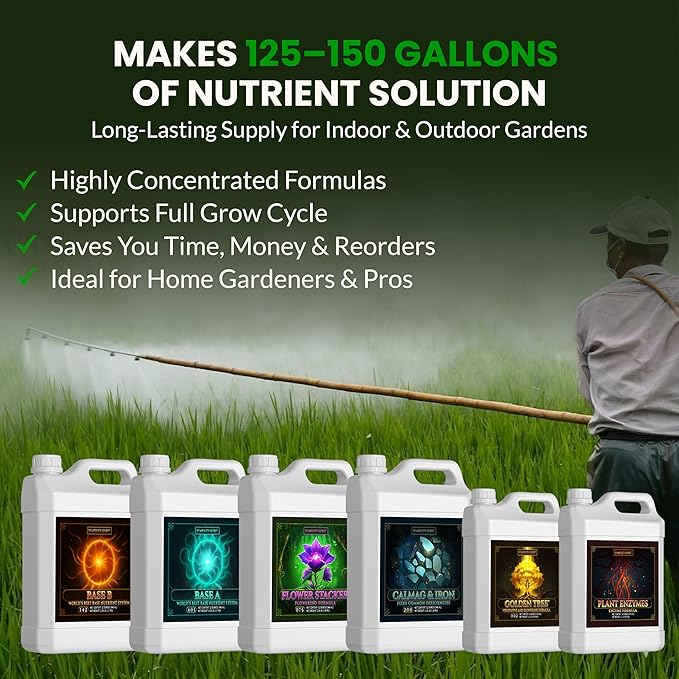 Humboldts Secret Starter Kit Pack XL | Indoor and Outdoor Plant Fertilizer and Hydroponic Nutrients | Base A &amp B CalMag and Iron Golden Tree Flower Stacker Plant Enzymes | Complete Garden Syst