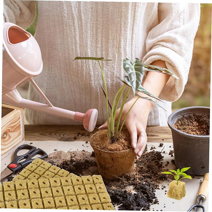 Toyvian 100Pcs Soilless Cultivation Planting Cubes for Hydroponics Soft Texture with Water Absorption for Starting and Plant Propagation