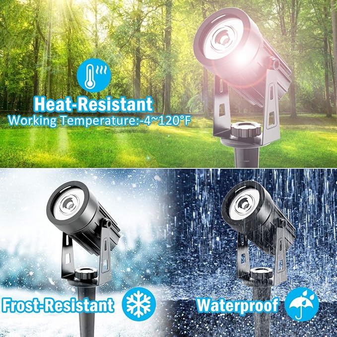 T-SUNUS 3 Pack Solar Landscape Spotlights Solar Garden Spot Light IP65 Waterproof 9.8ft Cable Separated Solar Panel Garden Driveway Pathway Pool Area(Warm White 3000K &amp White 6000K &amp Blue)