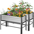Doniks 2PCS Raised Garden Bed with Legs 48×24×32in Large Outdoor Metal Galvanized Garden Planting Box 600lb Capacity for Vegetables Lawn Green Flowers Fruits Terrace