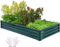 Devoko Galvanized Raised Garden Beds Large Metal Planter Raised Beds with Middle Support Bar for Flower Vegetables Herb 8×4×1 FT