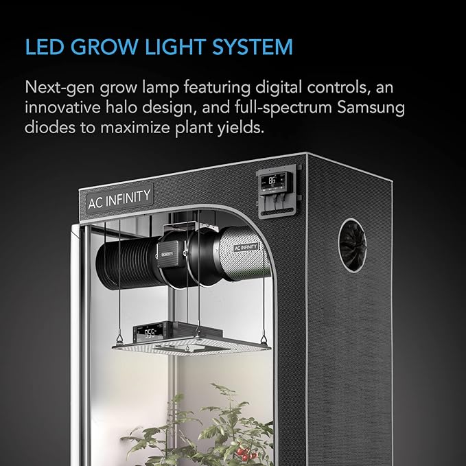 AC Infinity IONGRID T24 LED Grow Light with Samsung LM301H Diodes Full Spectrum Deeper Penetration Halo Coverage Digital Dimming Controller for Veg Bloom Indoor Plants in Grow Tents Greenhouses