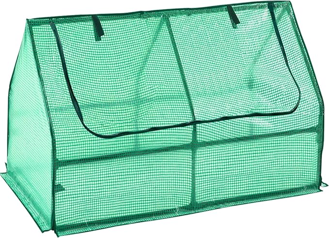 Galvanized Steel Raised Garden Bed with Mini Greenhouse Outdoor Metal Planter Box Kit with Large Roll-up Cover 73x 38x 36 Planter Raised Bed for Flower Vegetable Fruit (Green)