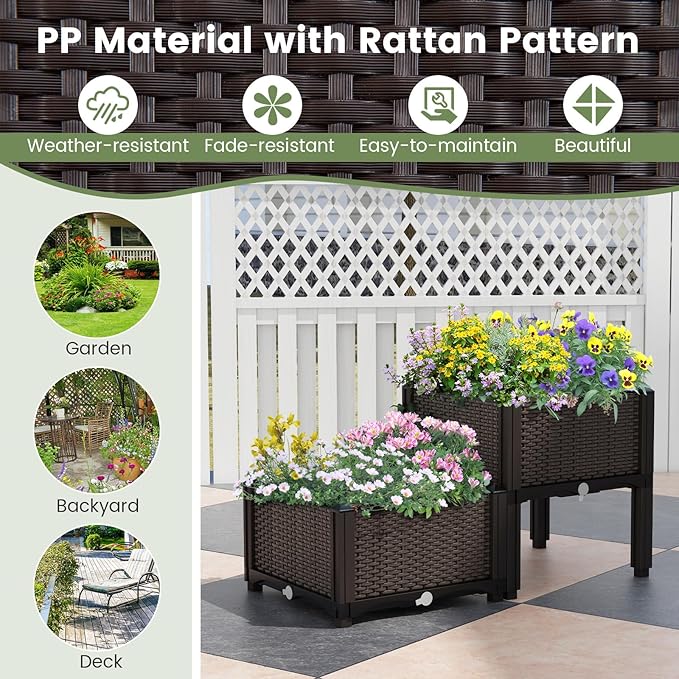 S AFSTAR Raised Garden Bed with Removable Legs &amp Brackets 6 Pack Elevated Garden Planter Kits for Flowers Fruits Vegetables Multiple Combination Planting Box Container for Garden Patio Balcony