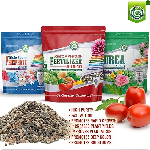 5-10-10 Tomato &amp Vegetable Fertilizer - Made in USA - NPK + Micronutrients Plant Food for Flower Gardens - (Cz Garden Organics All Purpose Fertilizer 8LB)