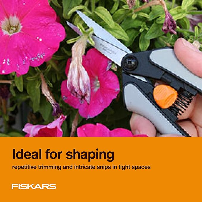 Fiskars 15pc Micro-Tip Pruning Snip Set Precision Stainless Steel Blades Softgrip Handles for Deadheading Trimming &amp Shaping Small Plants