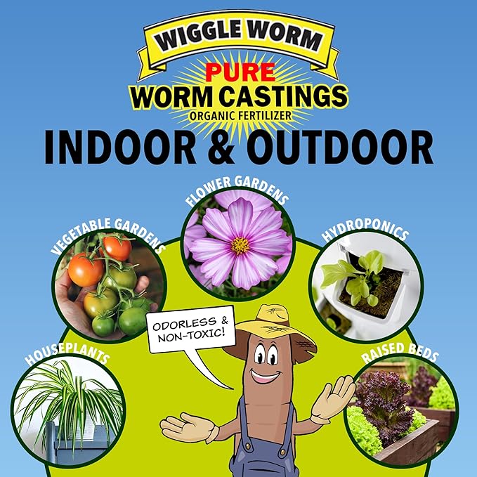 100% Pure Organic Mineral-Dense Worm Castings Fertilizer 15lbs - Improves Soil Fertility and Aeration for Growing Better Houseplants Vegetables and More