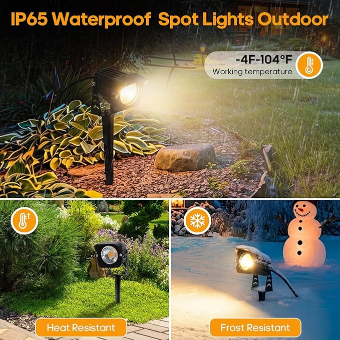 Dusk to Dawn Outdoor Lighting 15W Spot Lights Outdoor with Photocell Sensor 3000K Warm White Landscape Lighting IP65 Waterproof LED Spotlight for Garden Yard Flag Tree 5.91FT Cable US Plug