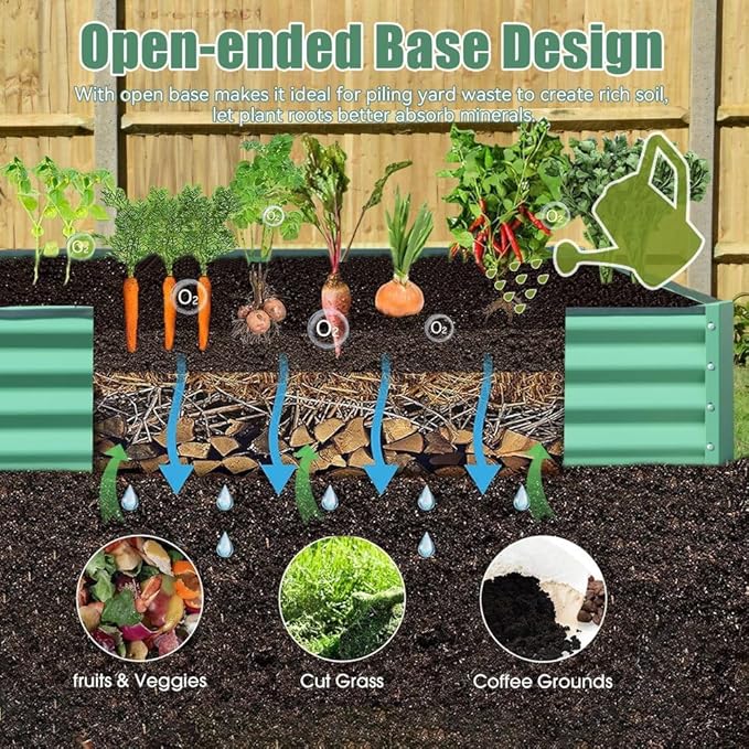Heavy-Duty Galvanized Steel Raised Garden Bed for Outdoor Vegetable Fruit and Flower Planting – Rust-Resistant Metal Planter Box (6x3x1ft (Green))