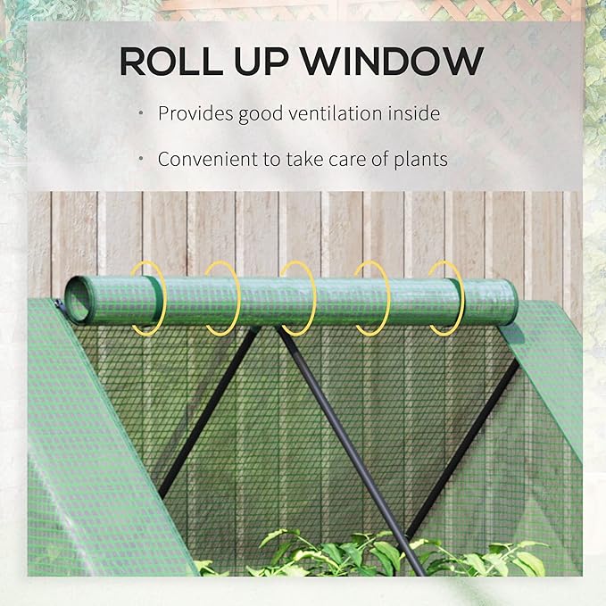 Galvanized Raised Garden Bed with Mini Greenhouse Cover Outdoor Metal Planter Box with 2 Roll Up Windows for Growing Flowers Fruits Vegetables and Herbs 50 x 37.5 x 36.25 Green