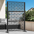 Modern Shade 4x6 FT Metal Privacy Screen with Artistic Modular Designs Decorative Patio Privacy Fence &amp Garden Divider Freestanding Outdoor Metal Fence Panel Weather-Resistant (Lattice Echo)