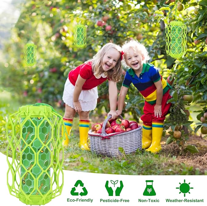 4 Pack Upgraded Wasp Trap Outdoor Hanging Carpenter Bee and Hornet Catcher Reusable Yellow Jacket Trap with Bait Reservoir Bee Killer and Wasp Catcher for Outside (Green)