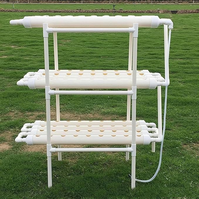 AMNOOL Hydroponics Growing System Hydroponic Tower 3 Layer PVC Pipe 108 Holes for Planting Indoor Garden System Tall Hydroponics System Outdoor 0823**1