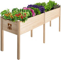 Raised Garden Bed with Legs 72x23x30 - Natural Cedar Wood Elevated Planter Box Veggies Herbs - 300lb Capacity - Natural