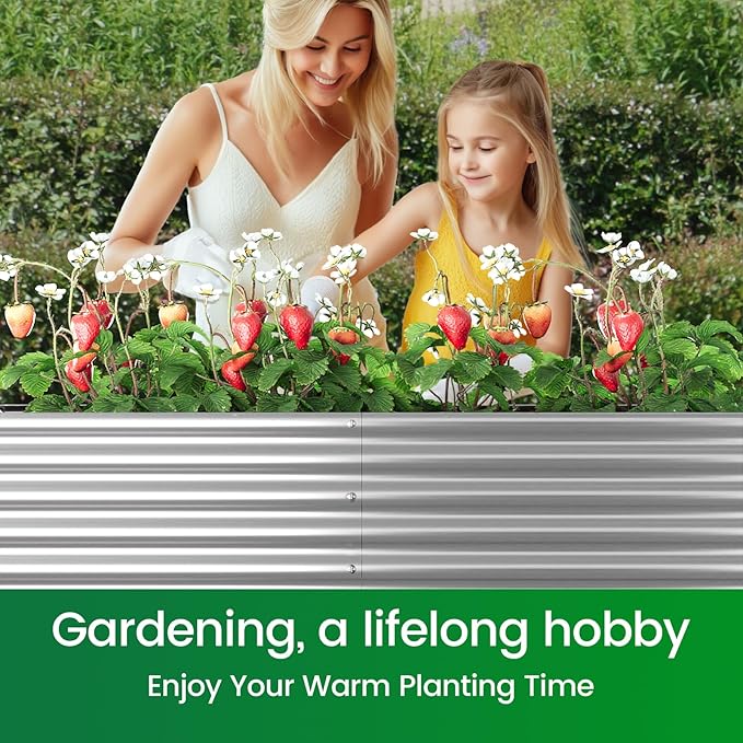 FRIZIONE 2pcs Tall 6x3x1.5ft Galvanized Raised Garden Bed OutdoorSteel Garden Bed for VegetablesAbove Ground Garden Box for FlowerMetal Raised Beds for Gardening