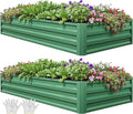 YITAHOME 6x3x1ft 2pcs Large Raised Garden Bed Kit Galvanized Metal Planter Box with Gloves Ground Nails Support Rod Outdoor Above Ground Planters for Plants Vegetables Flowers Green