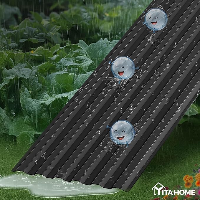 YITAHOME 96x48x24 in Galvanized Raised Garden Bed Kit Large Metal Planter Box with Gloves Safety Rubber &amp Support Rod Outdoor Flower Bed for Plants Vegetables Black