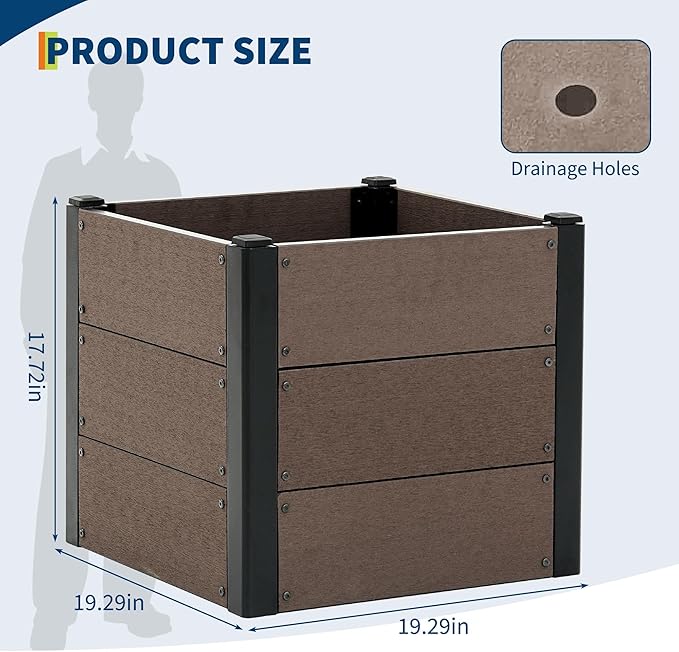 Rectangular Raised Garden Bed- Portable Garden Raised Beds Outdoor Planter Box Planting Bed for Vegetables Herbs Flowers