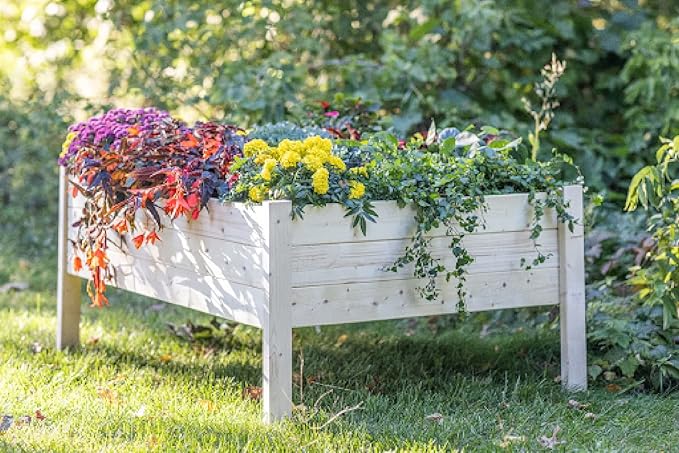 Zylina Wood Raised Garden Bed - X-Large 48x36x22 Raised Planter Boxes for Outdoor w/Legs Garden Beds Outdoors Grow Vegetables Herbs and Beautiful Flowers on Patio Balcony or Backyard.