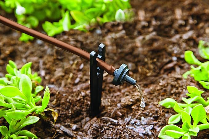 Raindrip SDFSTH1P Automatic Drip Irrigation Watering Kit with Timer for Flowers Shrubs and Trees Waters up to 10 Plants Includes Timer with Customizable Settings 2 GPH Drippers