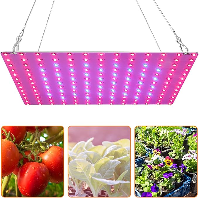 LED Plant Lamp with 169 Red and Blue LEDs Thin Full Spectrum Panel Grow Light for Hydroponics Indoor Plants Greenhouses Succulents Vegetables and Flowers