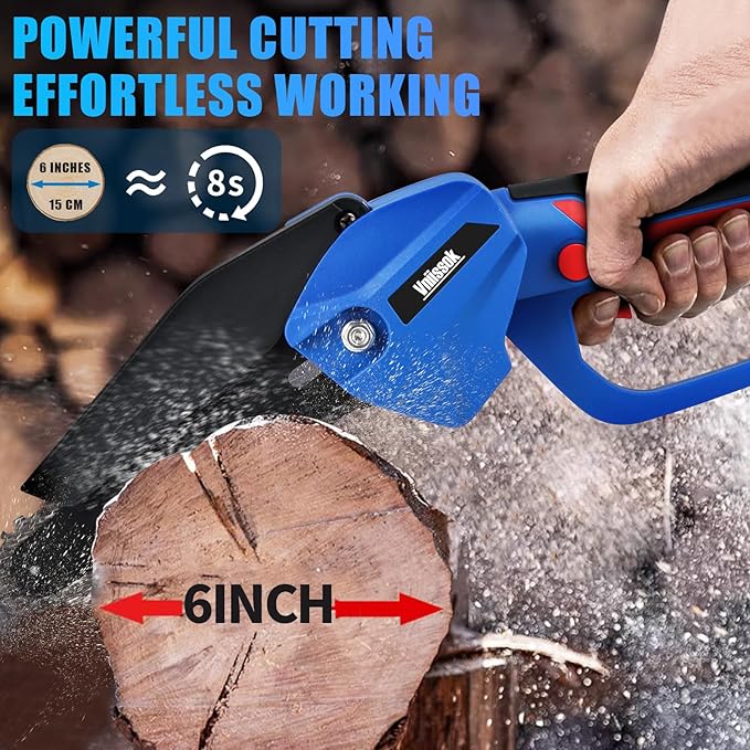 Chainsaw 6 Inch Mini Electric Chain Saw Cordless Battery PoweredHand Held Saw Pruning Shears Chain for Tree BranchesCourtyardHousehold and Garden Gifts for Men Dad Husband Women