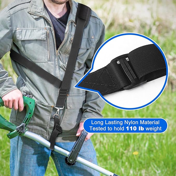 Garden Tools Set 8 Piece Gardening Tools Set with Non Slip Ergonomic Handle+ Trimmer Shoulder Strap for Weed Adjustable Shoulder Straps Pads