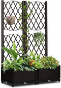 48 Outdoor Garden Flower Standing Planter BoxPlastic Planter Raised Garden Trellis BedIndoor Outdoor Flower BedVertical Pot Standwith Drainage Holesfor Patio Porch Yard Balcony (Brown)