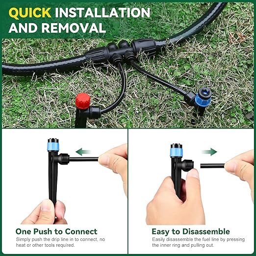 Drip Irrigation System for Garden 2026-Upgraded Quick Connect Garden Watering Kit All-in-One with 1/2 inch 1/4 inch Irrigation Tubing for Garden Lawn Greenhouse Raised Beds (91FT)