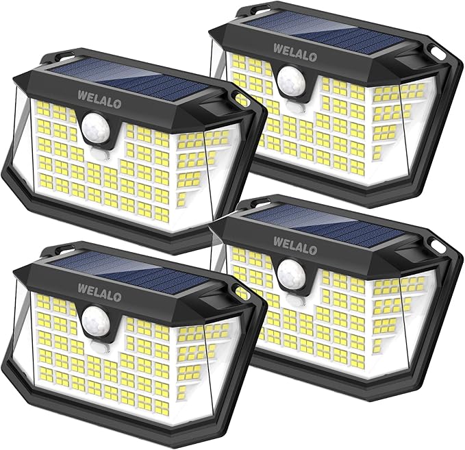 WELALO 6 Pack/65 LED/3 Modes Solar Spot Lights Outdoor 3 Modes/4 Pack/188 LED Solar Motion Sensor Lights Outdoor