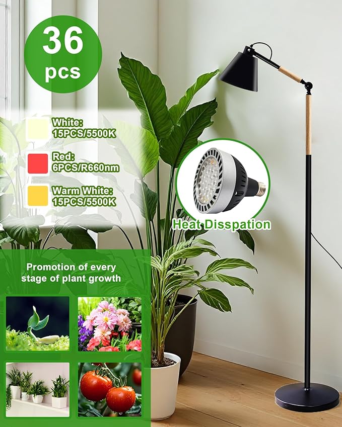 Standing Plant Grow Light LED Growing Light Full Spectrum for Indoor Plants4/8/12H Timer Flow Grow Light for Tall Large Indoor Plants