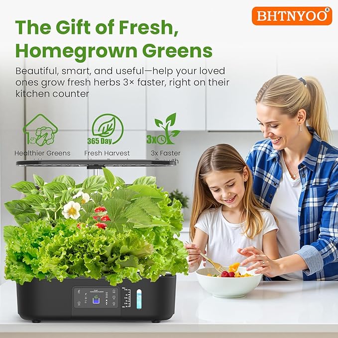 Hydroponics Growing System Kit13 Pods Smart Indoor Herbs GardenAdjustable LED Grow Lights with Pump Automatic Timer5L Water Tank for Beginner Gardener(Black)