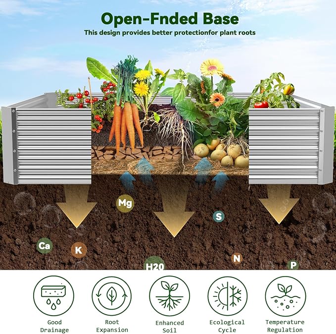 3 Pack Raised Beds for Gardening Corrugated Galvanized Steel Raised Garden Bed Outdoor Metal Above Ground Garden Bed for Vegetables and Flowers-4x2FT(Rectangular)