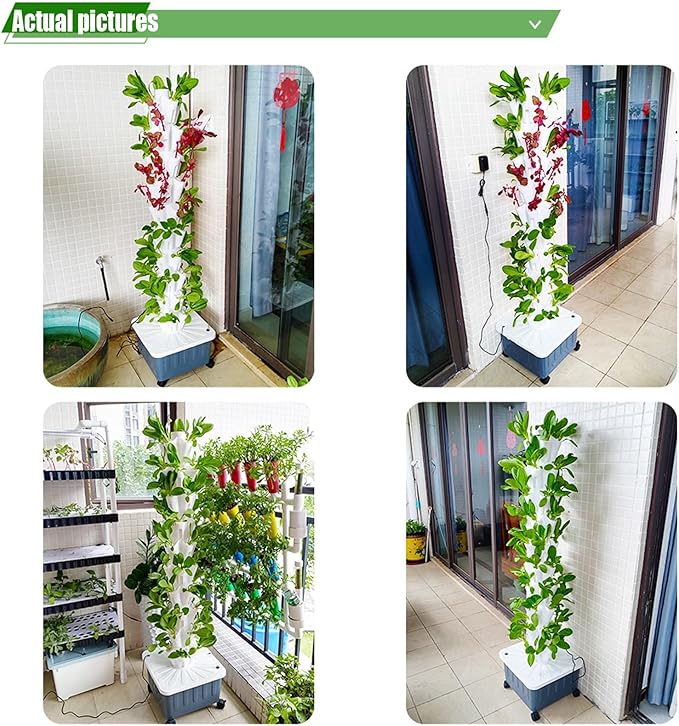 DIY Home Garden Balcony Vertical Tower Planter Detachable PP Colonization Cups Farm Greenhouse Hydroponic Grow System(White8th floor)