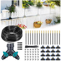 HIRALIY 360° Adjustable Drip Irrigation System 100FT 1/4 Tubing with Adjustable Copper Nozzles Automatic Atomizing Watering Kit for Garden Yard Lawn Greenhouse &amp Potted Plants