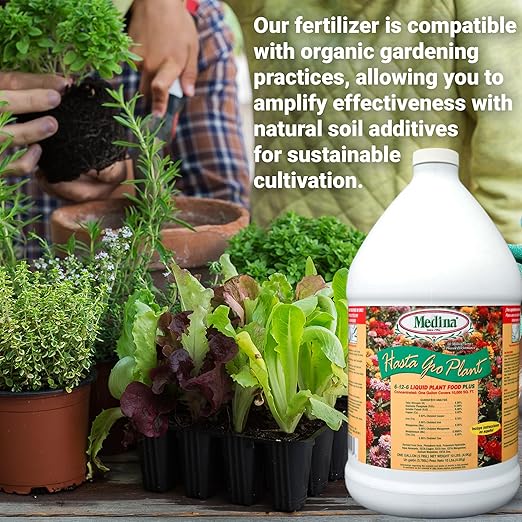 Medina HastaGro Plant Food 6-12-6 Liquid Fertilizer - Natural Plant Fertilizer for Healthy Growth - Food for Plant Nutrients &amp Vibrant Blooms - Promotes Root Development &amp Stronger Plants (1 G