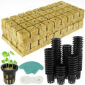 1.5inch Hydroponics Cubes 72 Set Cubes with 72 Net Cups 30 Label Good Absorption Hydroponics Mesh Net Cup Kit for Hydroponics Soilless Cultivation Seedlings Cuttings Clone Plants