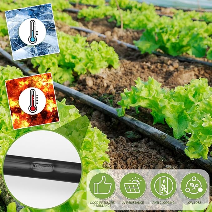 250 ft 5/8 Inch Drip Tape Irrigation Kit Drip Tape 8 Mil 8 Spacing Hose Garden Watering Tubing System Automatic Irrigation Equipment for Plant Landscape Yard Lawn and Farm