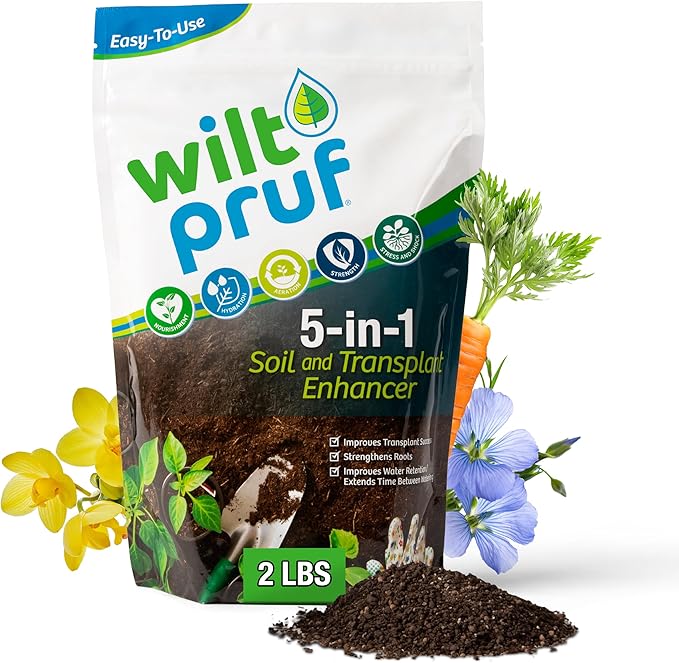 Wilt-Pruf® 5-in-1 Soil Booster + Plant Food | Grow Healthier Stronger Plants Flowers Vegetables | Feeds | Builds Roots | Builds Soil | Refresh Potting Mix | Improves Moisture Retention (2 lb Bag)