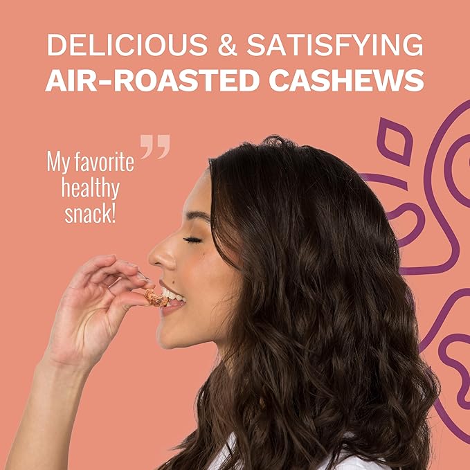 Cinnamon Wrapped Whole Cashews by Karma Nuts Sweet &amp Savory Air Roasted with Natural Skins 2X more Fiber Peanut-Free Facility Kosher Everyday Nut Snack 7oz Resealable Bag - 6 pack