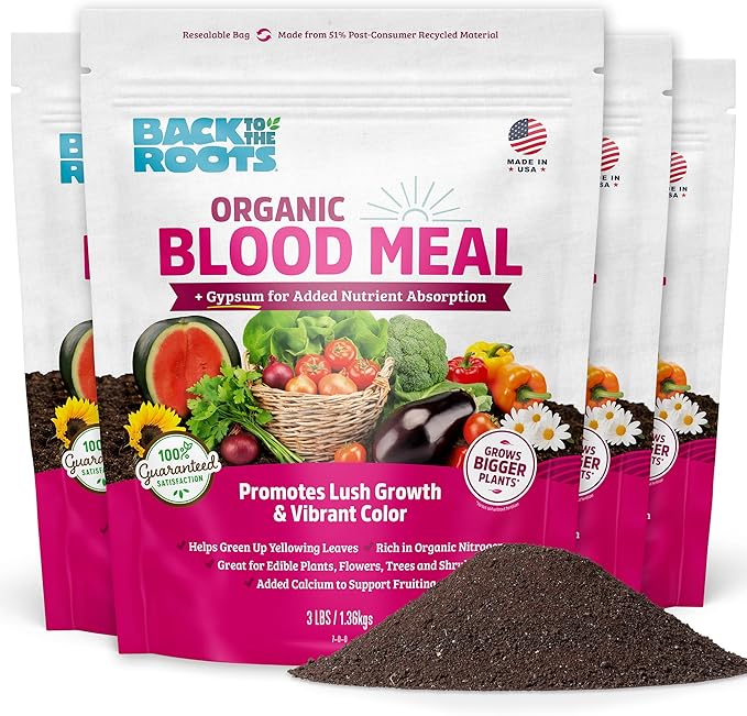 Back to the Roots Organic Blood Meal with Gypsum (3lb Pack of 4)