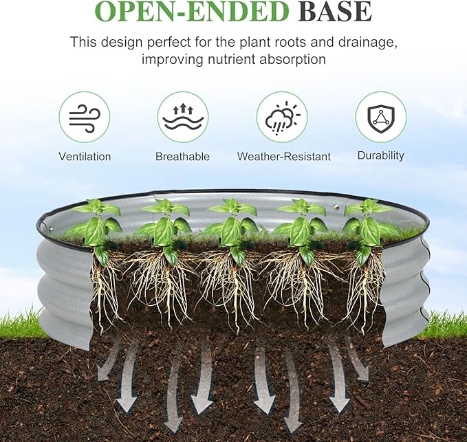 BPS Metal Raised Garden Bed 2.5FT Diameter Galvanized Planter Raised Garden Boxes for Flower Planters Vegetables Herb