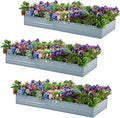 3 Pack 6x3x1FT Galvanized Raised Garden Beds Kit Outdoor Metal Gardening Planter Box for Vegetable Elevated Flower HerbsGray