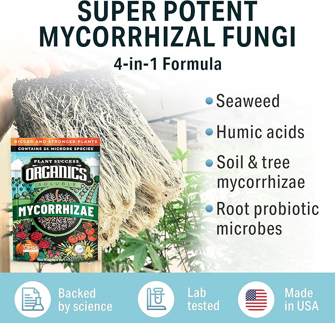 Mycorrhizal Fungi OMRI Organic Root Enhancer for Plant Success Super Potent 20 Strain ECTO and ENDO Blend for Trees Vegetables and Houseplants Beneficial Bacteria Included